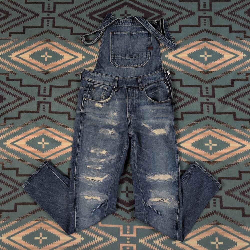 G Star Raw ARC 3D BoyFriend Overalls Restored Denim Women's 30x27 58 Length Cute
